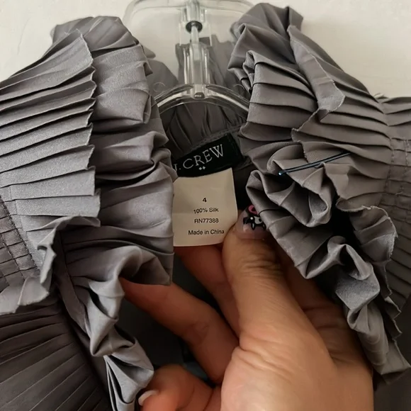 JCrew Silk Gray Ruffle Sleeveless Blouse - Picture 3 of 5